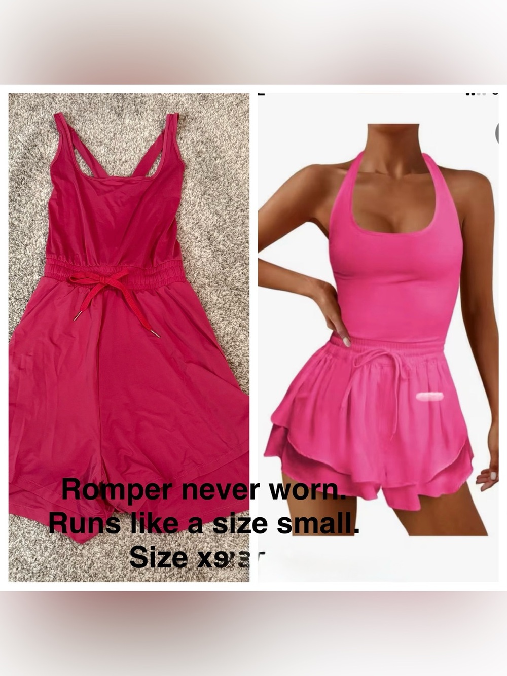 Hot Pink Sleeveless Romper never worn